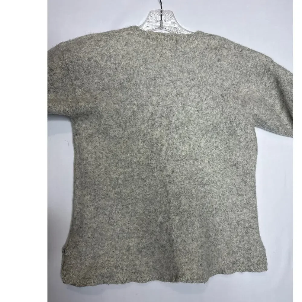 1980s Woolrich Rugged Outdoorwear Gray Heather Wool Henley Sweater  size medium